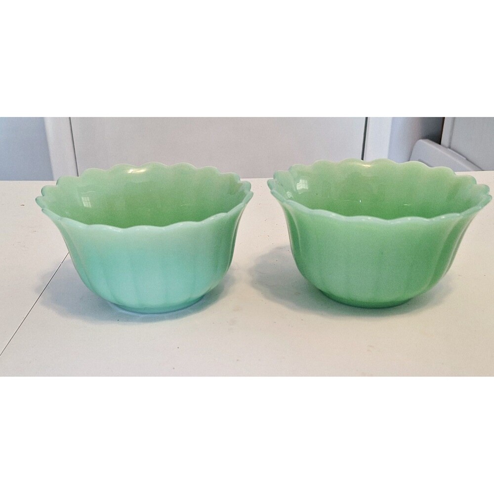 Pioneer Woman Set of 2 Timeless Beauty Jadeite Cereal Bowls Milk Glass